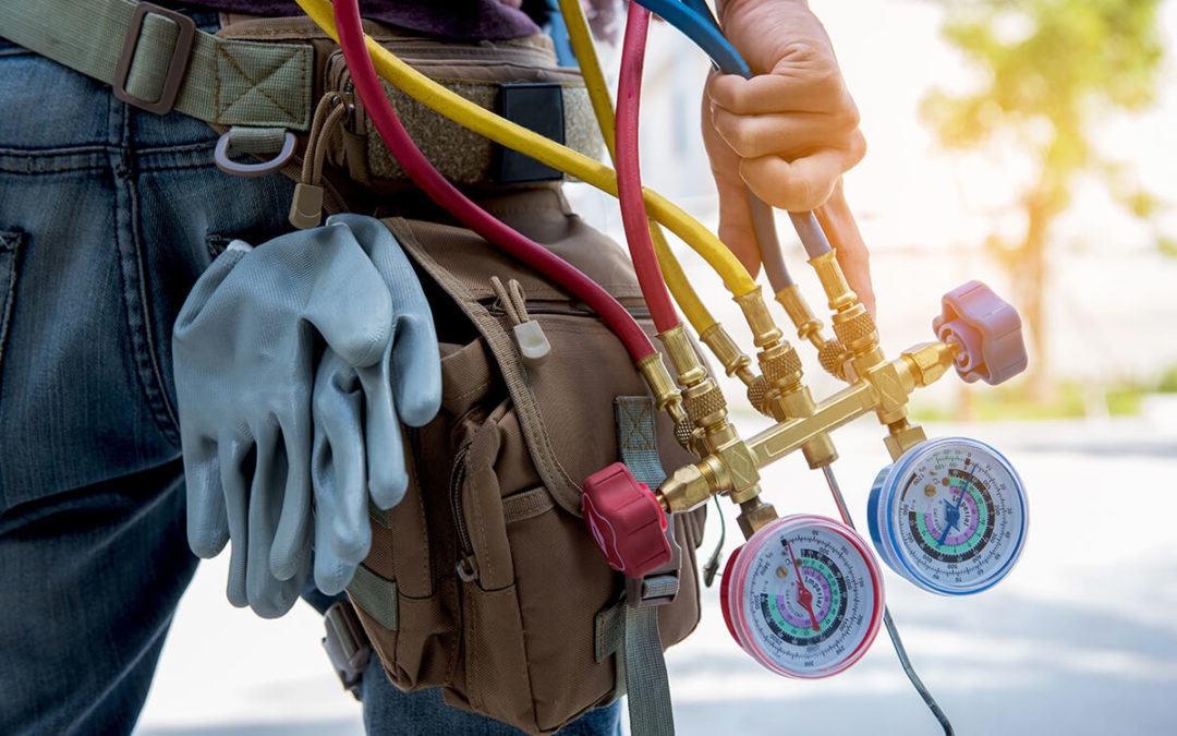 Air Conditioning Repair with Pressure Gauge and Air Purifier