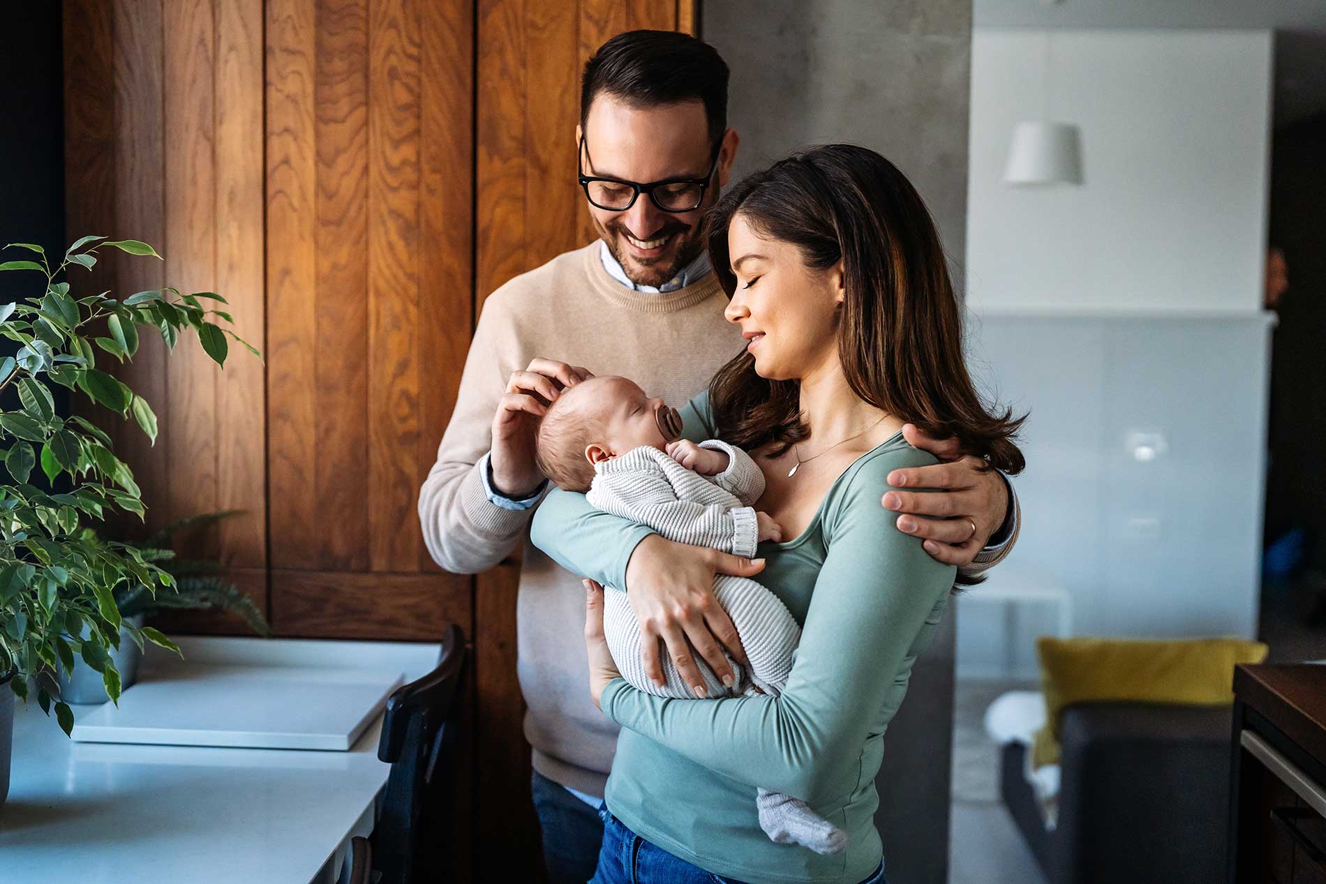 couple together with a baby