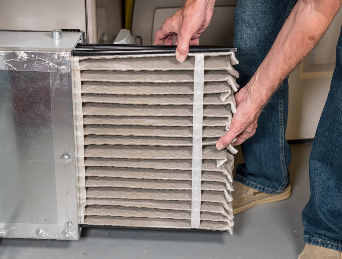 dirty air filter in a HVAC Furnace